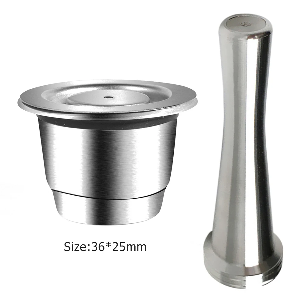 Reusable for Nespresso Stainless Steel Refillable Coffee Capsule + Coffee Tamper Reusable Coffee Capsules Coffee Tamper