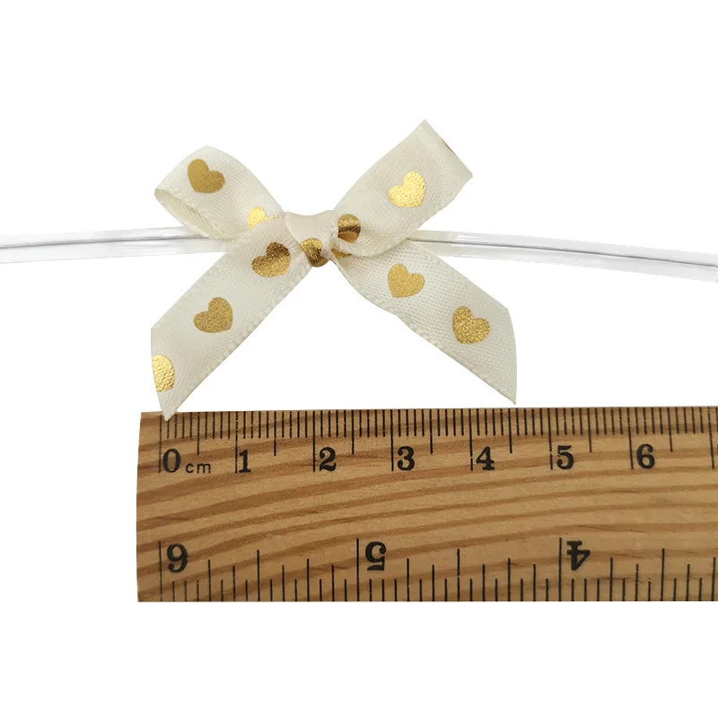 50pcs/pack 45mm Gold Heart Mixed Bows For Valentine's Day Decoration Gift Packaging Handmade DIY Making Clothing Accessories