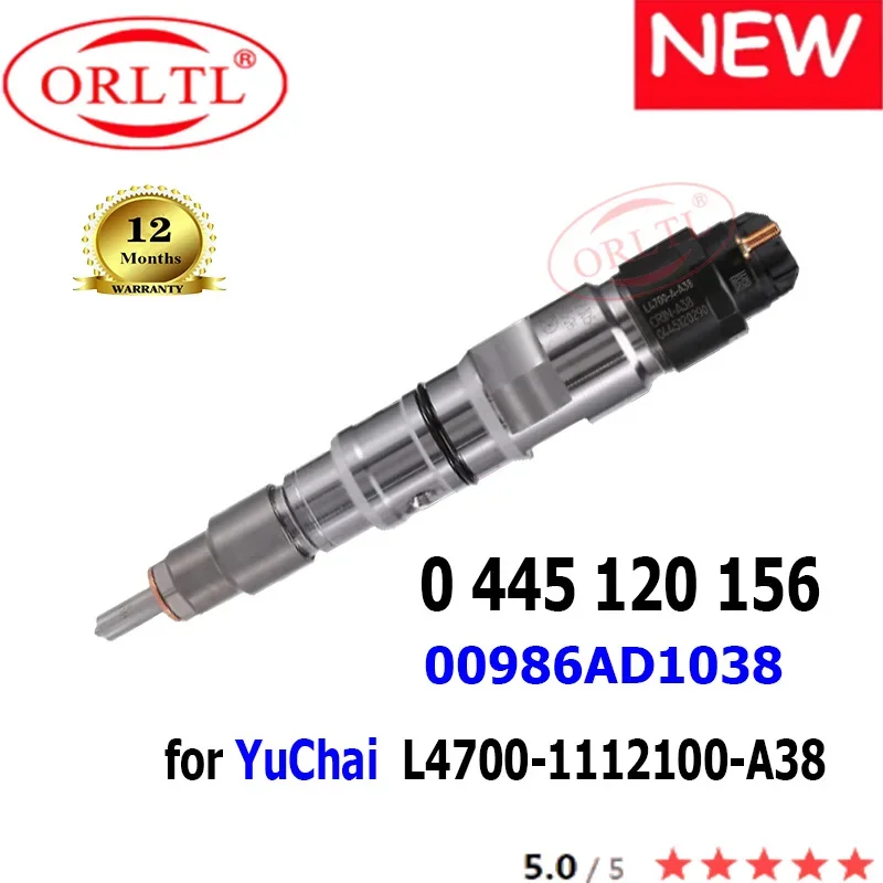 

ORLTL New 0445120156 Genuine Fuel Injector 0 445 120 156 FOR BOSCH CRI YUICHAI A60001112100A38 L4700-1112100-A38 00986AD1038