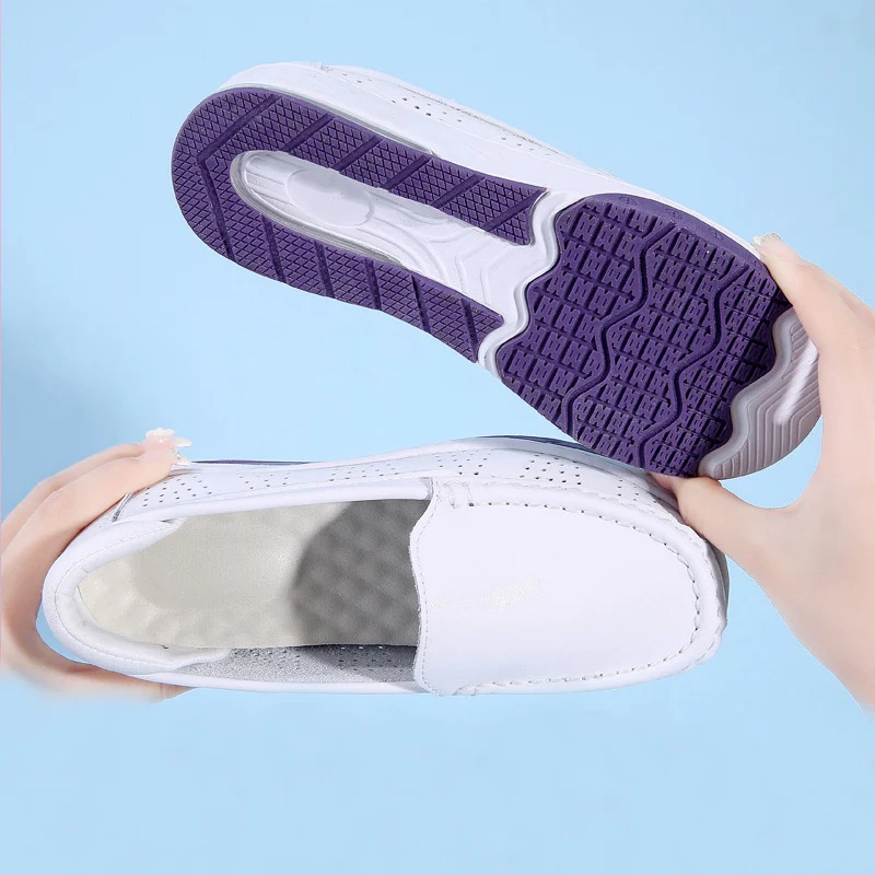 Spring high-qualit  Women Shoes Nurse antiskid comfort Flat Casual Working Shoes Wedge Platform White Shoes soft Female Footwear 2