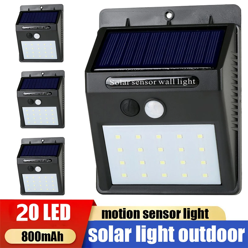 

Outdoor 20 LED Solar Light Motion Sensor Solar Recharge Wall Light Waterproof Emergency Light Street Garden Porch Lamp Decor