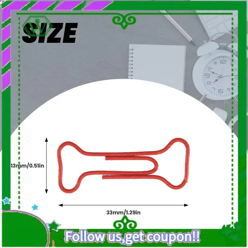 신뢰할 수 있는 100개 뼈 모양 여러 가지 빛깔의 금속 종이 클립