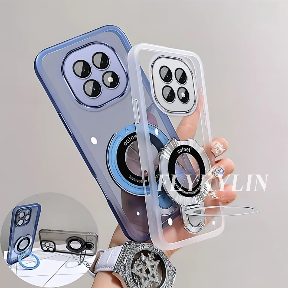Transparent Magnetic Thin Bracket Phone Case with Soft Shell Design