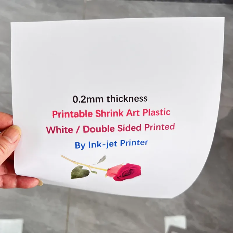 Craft Vinyl Film 0.2mm Thickness Shrink Art Film Inkjet Printable A4 Paper Shrink Plastic Sheet Blank Single Double Sided Printed DIY Charms