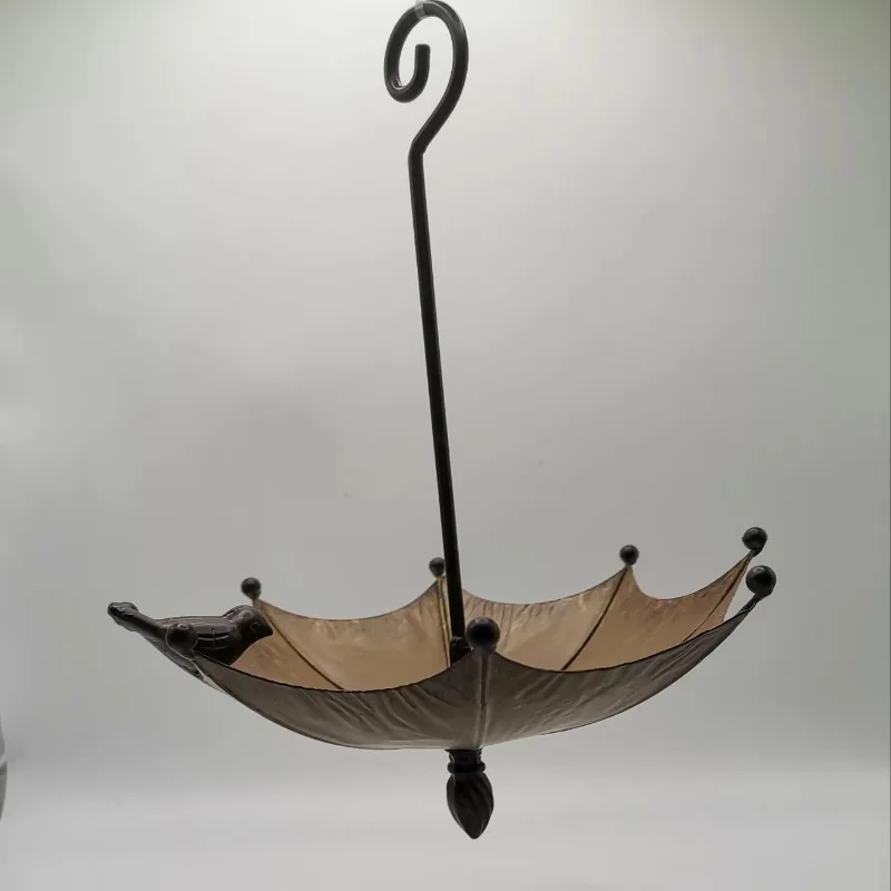 Iron Bird Feeder Umbrella Design Outdoor Hanging Decoration for Garden Patio Bird Lovers
