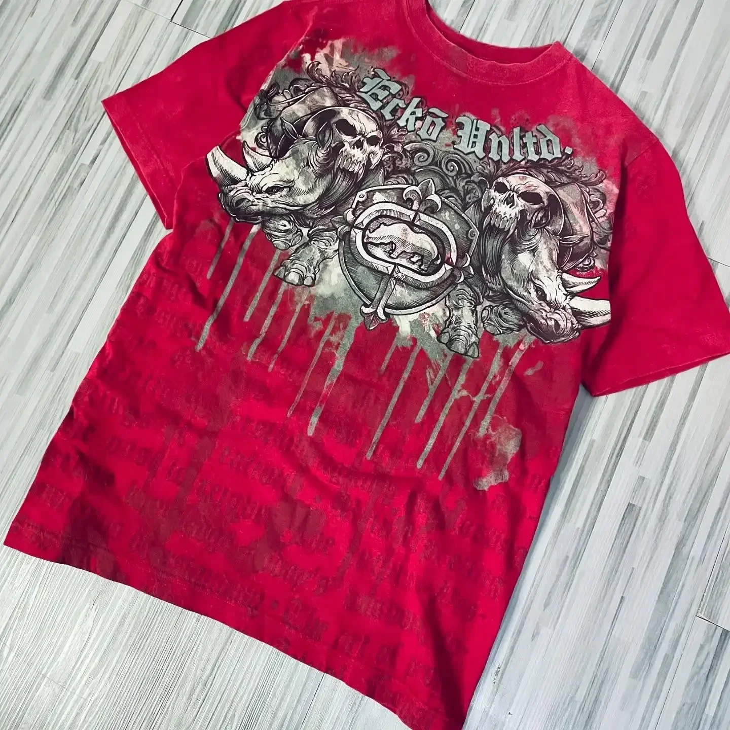 Affliction Vintage Tops American Street Gothic Oversize T-shirt Men Clothing Hip Hop Harajuku Punk Loose Adult Kids Tees