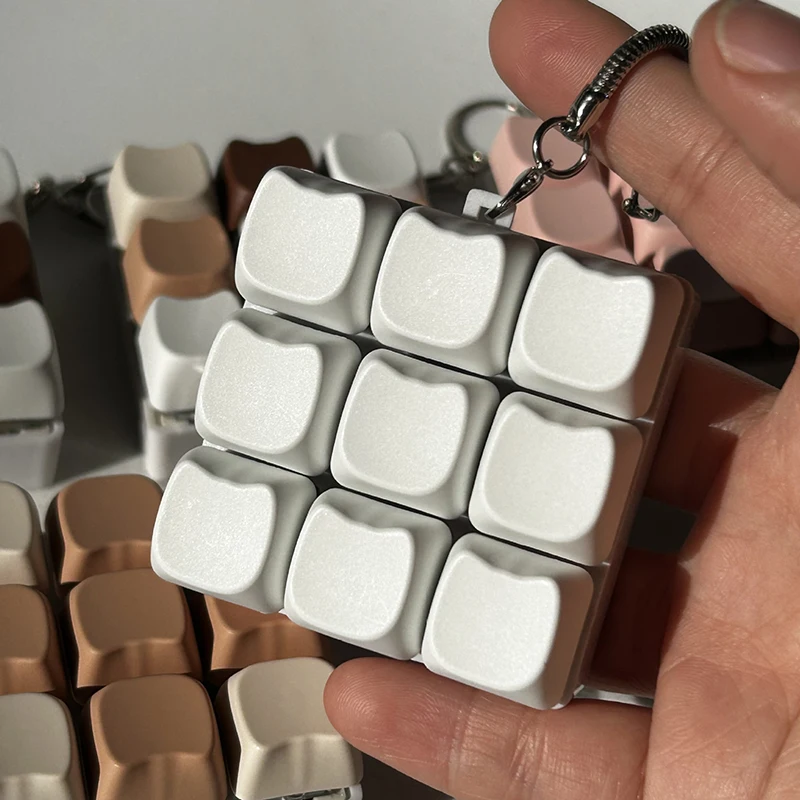 9 Keys Keyboard Key Toy Party Stress Relief DIY Fidget Button Keycap Fidget Keychain Keyboard Keychain Toys Finger