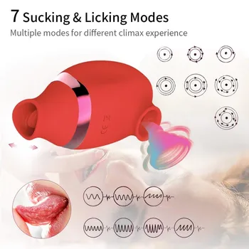 Sucking Licking Clitoris Vibrator Female Double Stimulation Nipples Clit Sucker Tongue Blowjob Cunnilingus Sex Toys For Women 3