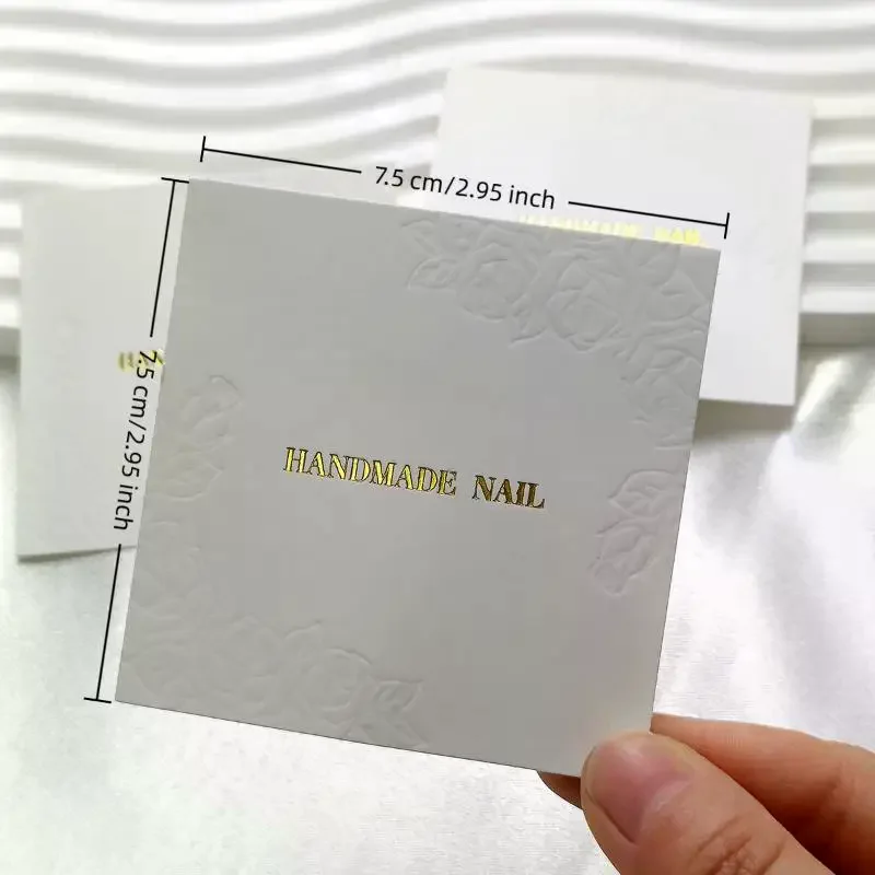 20 Sheets/Bag Press On Nails Packaging Cards - 75x75mm Rose Embossed Display Show Cards for Handmade False Nail Manicure Tools