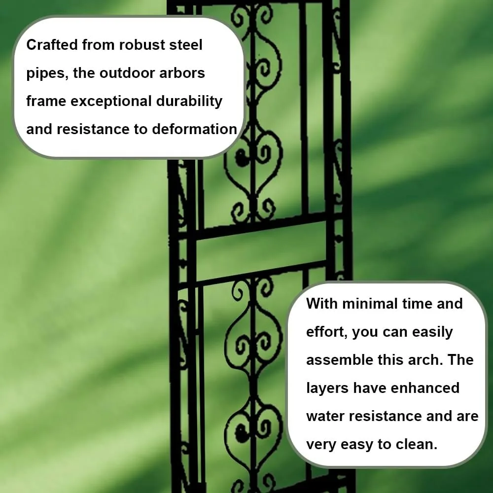 Metal Garden Arbor Trellis, Black Arch for Climbing Plants, Wedding Outdoor Arch for Ceremony, Flowers and Plants Support