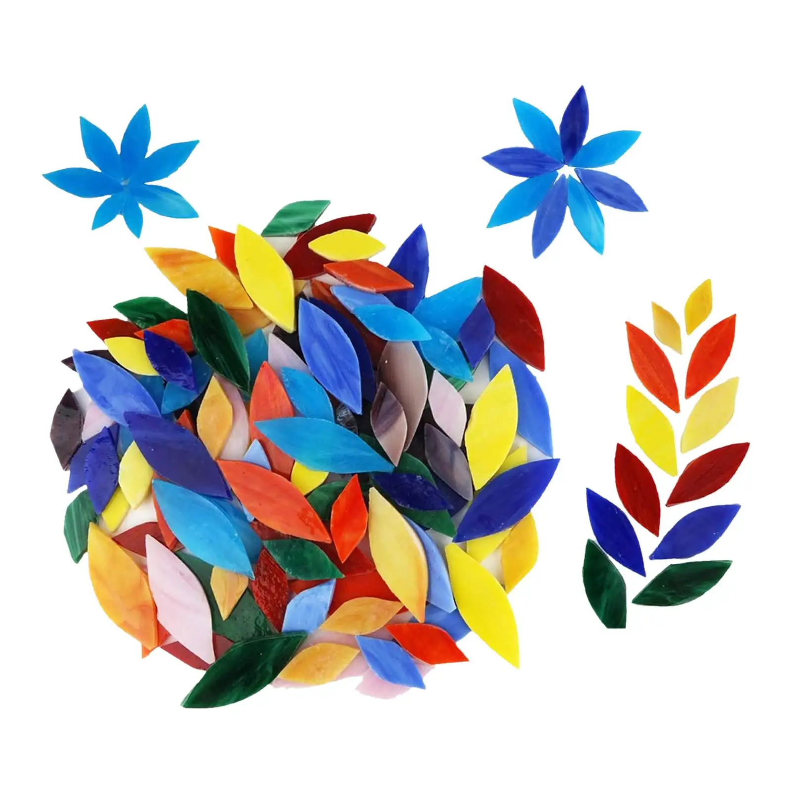 100 Pieces Mosaic Tiles Flower Leaves Hand-Cut Stained glass for home Decoration