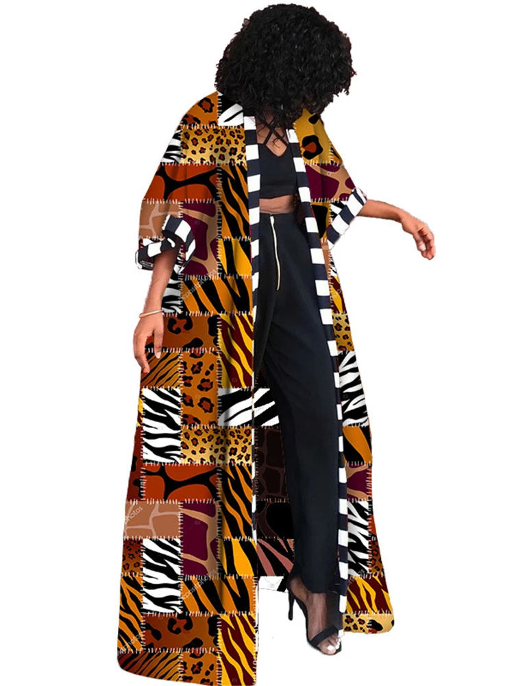 african wear for women African Ethnic Vintage Floral Print Dashiki Cardigan Women Autumn Outwear Red Plus Size Clothes Lace Up Boho Streetwear Trench african outfits for ladies