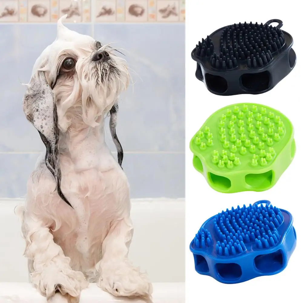 

Pet Cleaning Brush Finger Fixation Double-sided Dry Wet Use Make Skin Breathe TPR Cat Hair Cleaning Brush Pet Massaging Comb