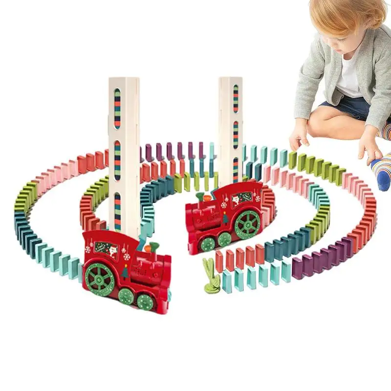 

Domino Train Toy Set Automatic Domino Train Set Stacking Games Electric Dominoes Hand-Eye Coordination Birthday Gifts For Kids