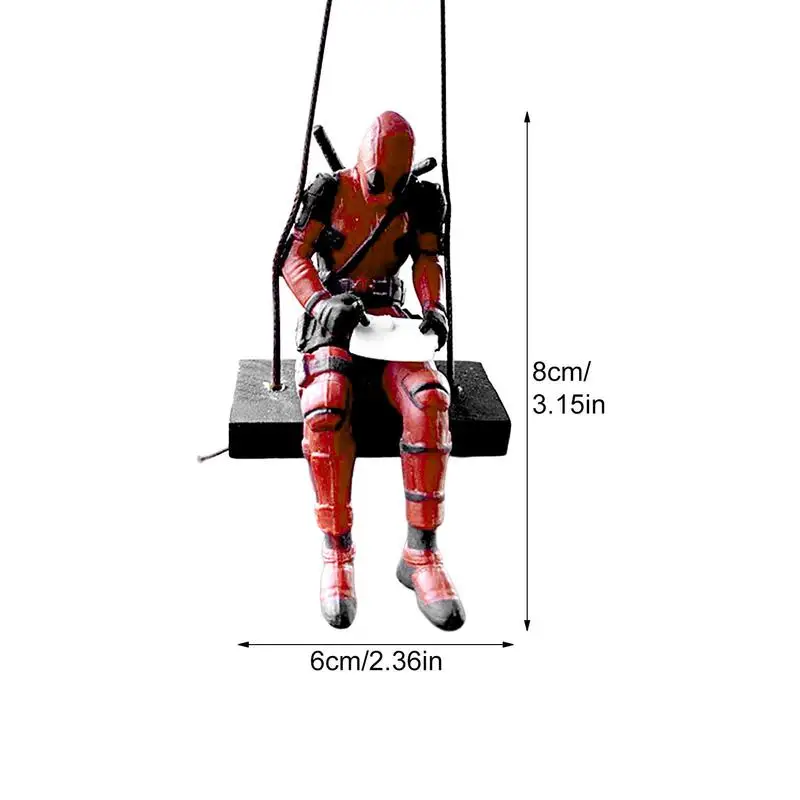 Funny Anime Car Pendant Reading Deadpool Ornaments Auto Rearview Mirror  Decoration Car Accessories Christmas Gifts Car Interior Decor (head Tilted)