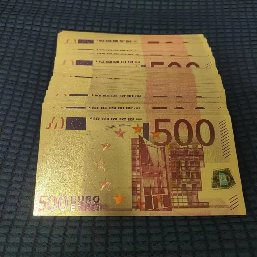 Description Picture 4 of item20/50/100pcs 500 EUR Gold Banknotes In 24K Gold Fake Money for Collection Gold Copy Currency Bill Money Collection
