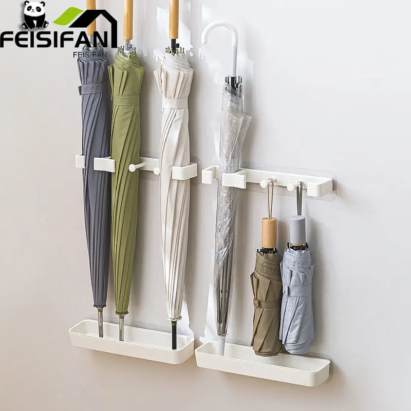 

Home door umbrella storage rack simple wall-mounted drain rack hanging umbrella shelf living room organize decorate accessories