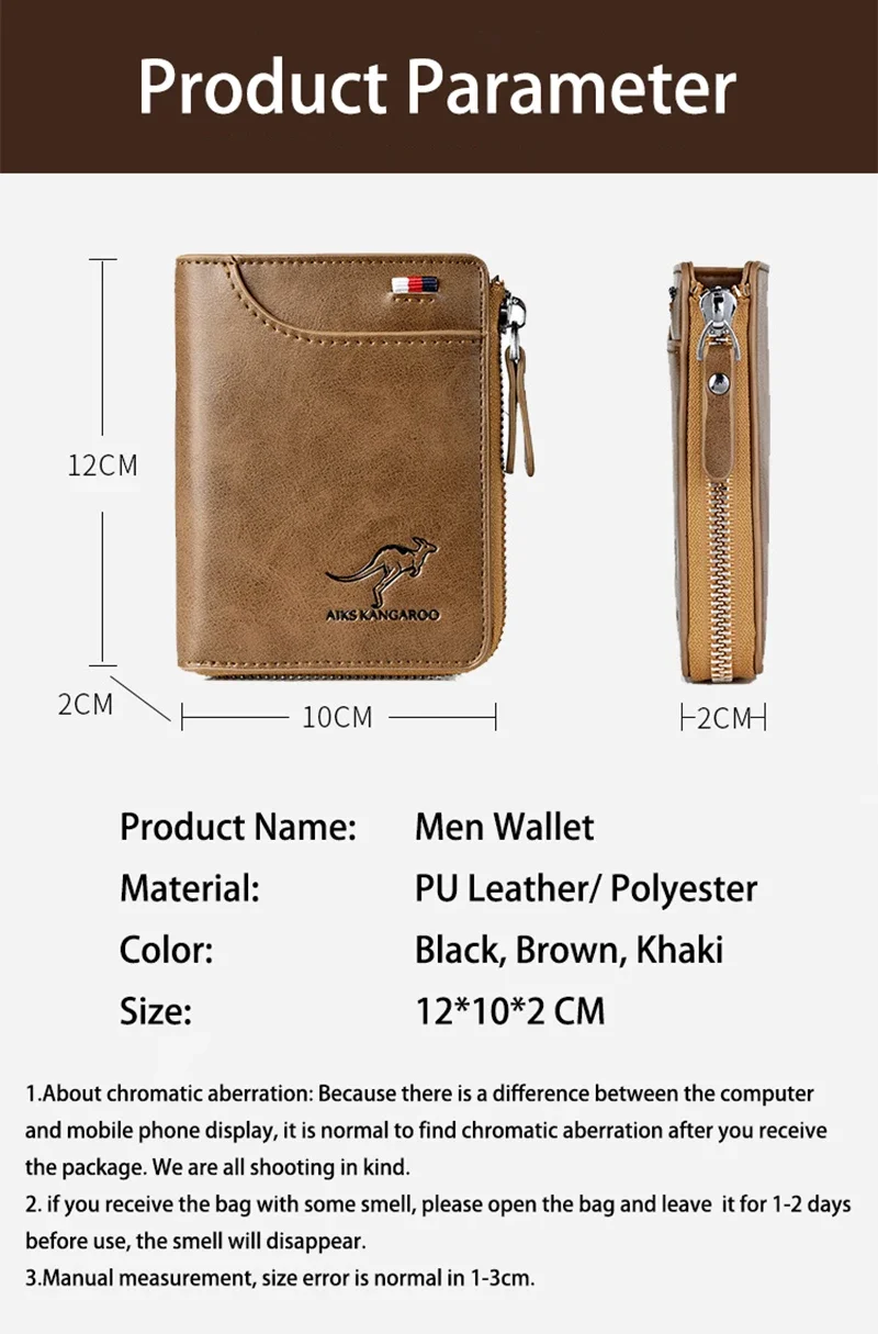 Luxury RFID Blocking Wallet - Mens Zipper Business Card Holder