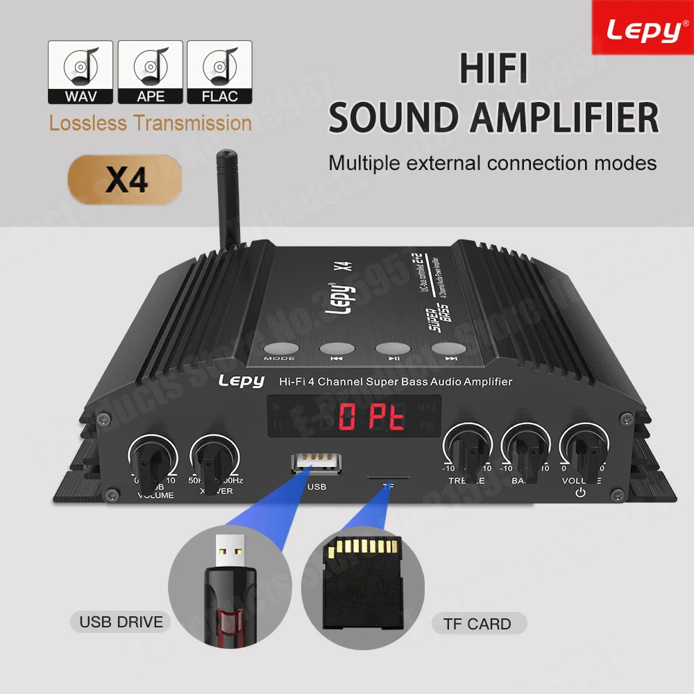 

Усилители мощности X4 HIFI Bluetooth 5,0, коаксиальный вход из оптического волокна, усилитель звука 2,1, двойной выход сабвуфера, 4-канальный усилитель