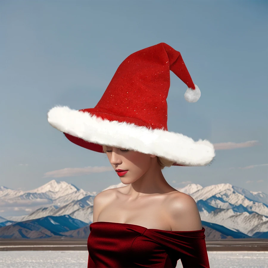 Unisex Santa Hat - Extra Thick Fur Christmas Holiday Hat for Adults