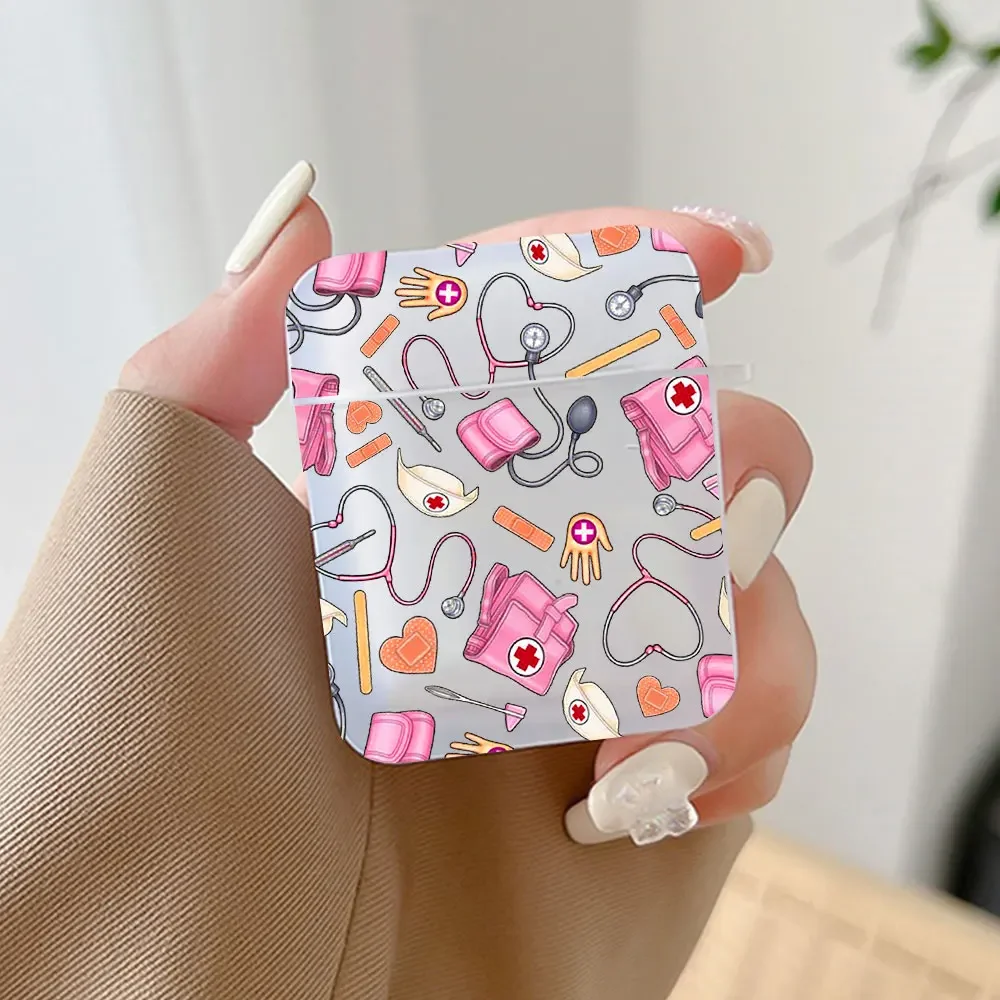 Cartoon Medicine Doctor Nurse Cases for Apple Airpods Pro 2 Case Soft Clear Cover for Air Pods 3 2 1 Shell Earphone Accessories