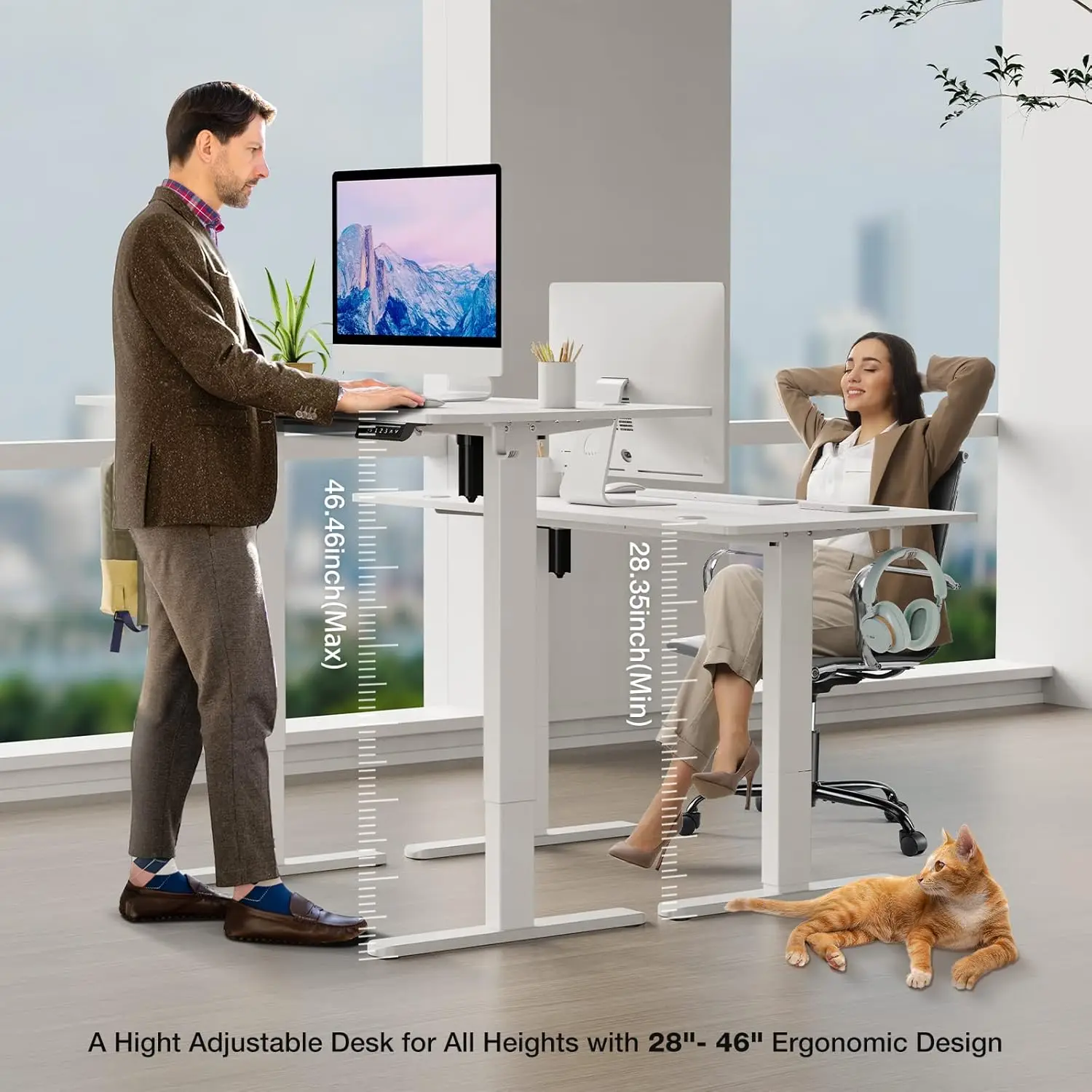 Electric Standing Desk 40 x 24in Adjustable Height Electric Stand up Desk Standing Computer Desk Home Office Desk Ergonomic