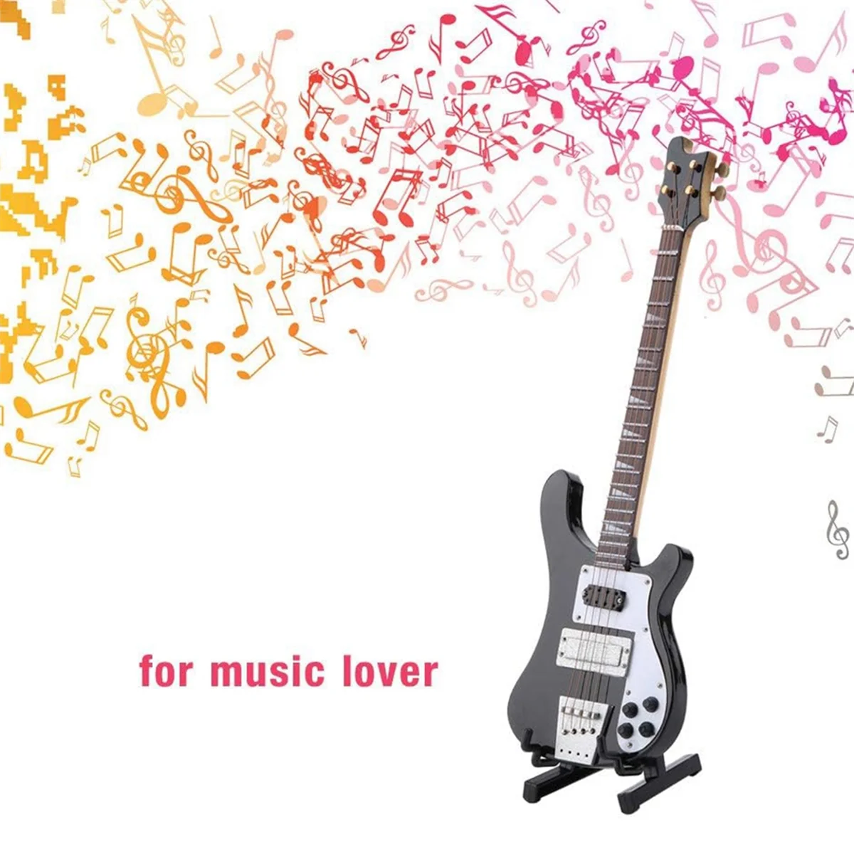 BAAU Miniature Bass, Miniature Bass Guitar with Stand and Case Instrument Model Ornaments for Bookcase, Desk