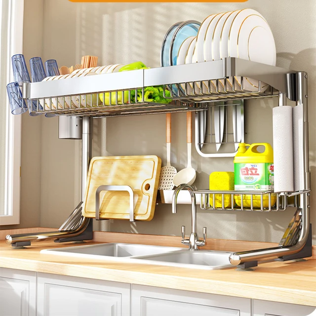 Multi-function Dish Rack Stainless Steel Kitchen Sink Storage Rack