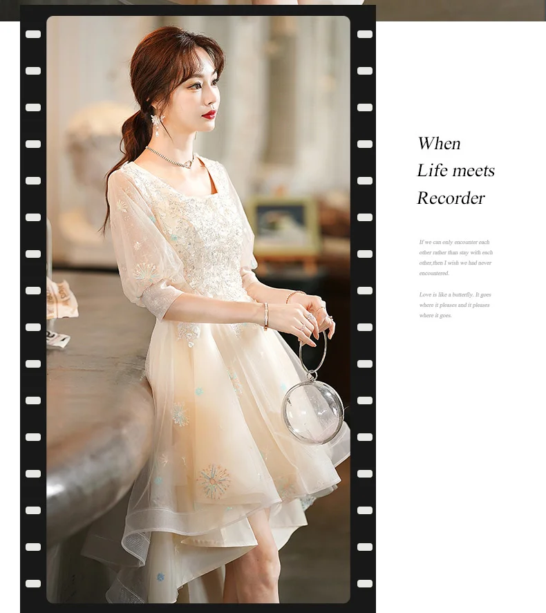 Fancy High Low Prom Dresses For Birthday Party Elegant Square Neck Short Front Long Back Appliques Homecoming Dresses simple prom dresses