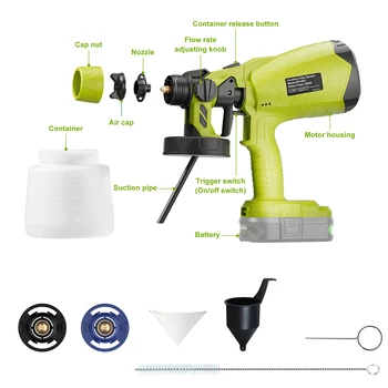1000ML Cordless Electric Spray Gun For Ryobi 18V Battery Paint Sprayer HVLP Home Steel Coating Toys Fence Doors Airbrush Tool