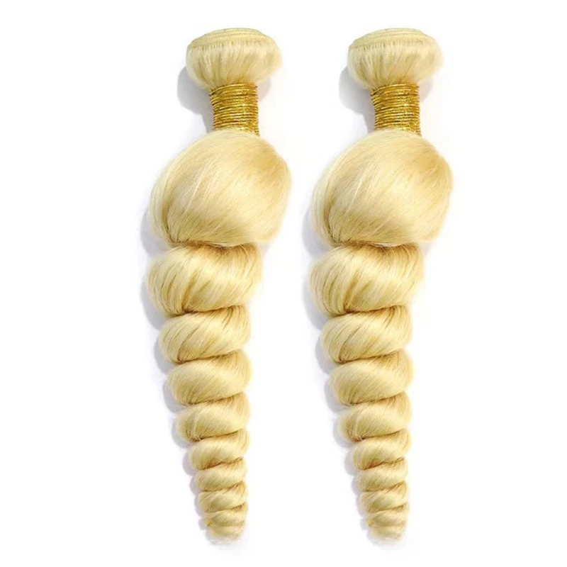 613 Fasci biondi Tessuto allentato Fasci di capelli umani al 100% 100 g/pz Capelli vergini brasiliani Remy morbidi per le donne Onda di capelli umani colorati - immagine 2