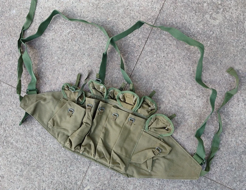 GENUINE ORIGINAL Suplus Chinese Army PLA Type 85 Chest Rig 7.62*25mm Ammo Pouch Made in 1994s
