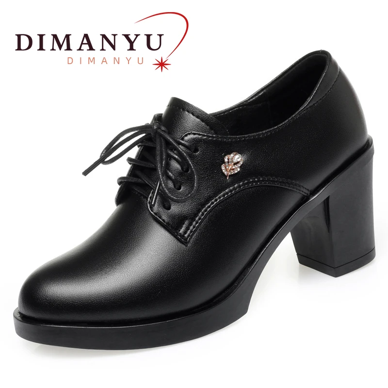 DIMANYU Genuine Leather Women's Shoes Spring 2024 New Lace-up Female Dress Shoes Large Size Office Shoes Lady