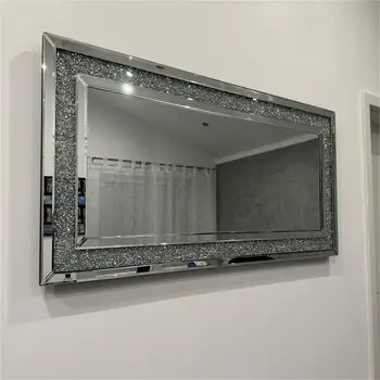 Large Decor Mirrors Rectangle Venetian Wall Mirrors Polished Crush Crystal Diamond Edge 120x60x2.5cm for Living Room Hallway 4