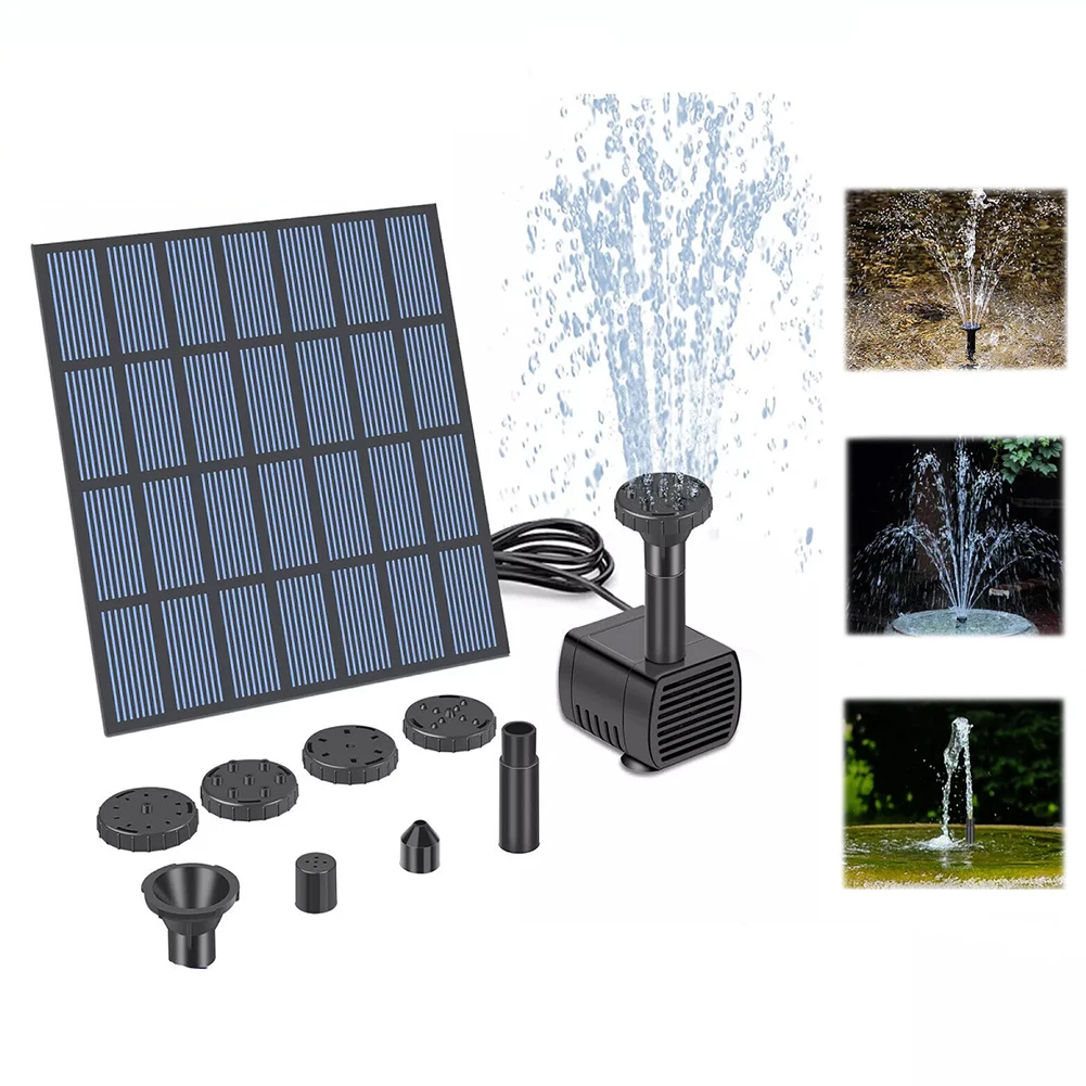 Solar Fountain Pond Pump Kit with Nozzles Solar Powered Fountain Water Pump Solar Fountain for Bird Bath Ponds Garden Fish Tank
