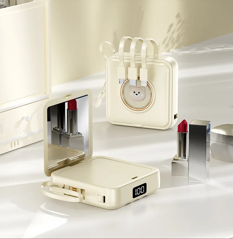 Mini power bank con specchio trucco caricabatterie portatile_voghion.com