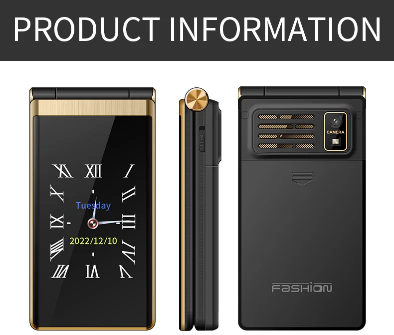 Yeemi M1+ 4G Flip Feature Phone 1.77/2.8 Inch Dual Display LED Light Mobile Phones 2 SIM Big Keyboard Loud Voice for Elderly SOS