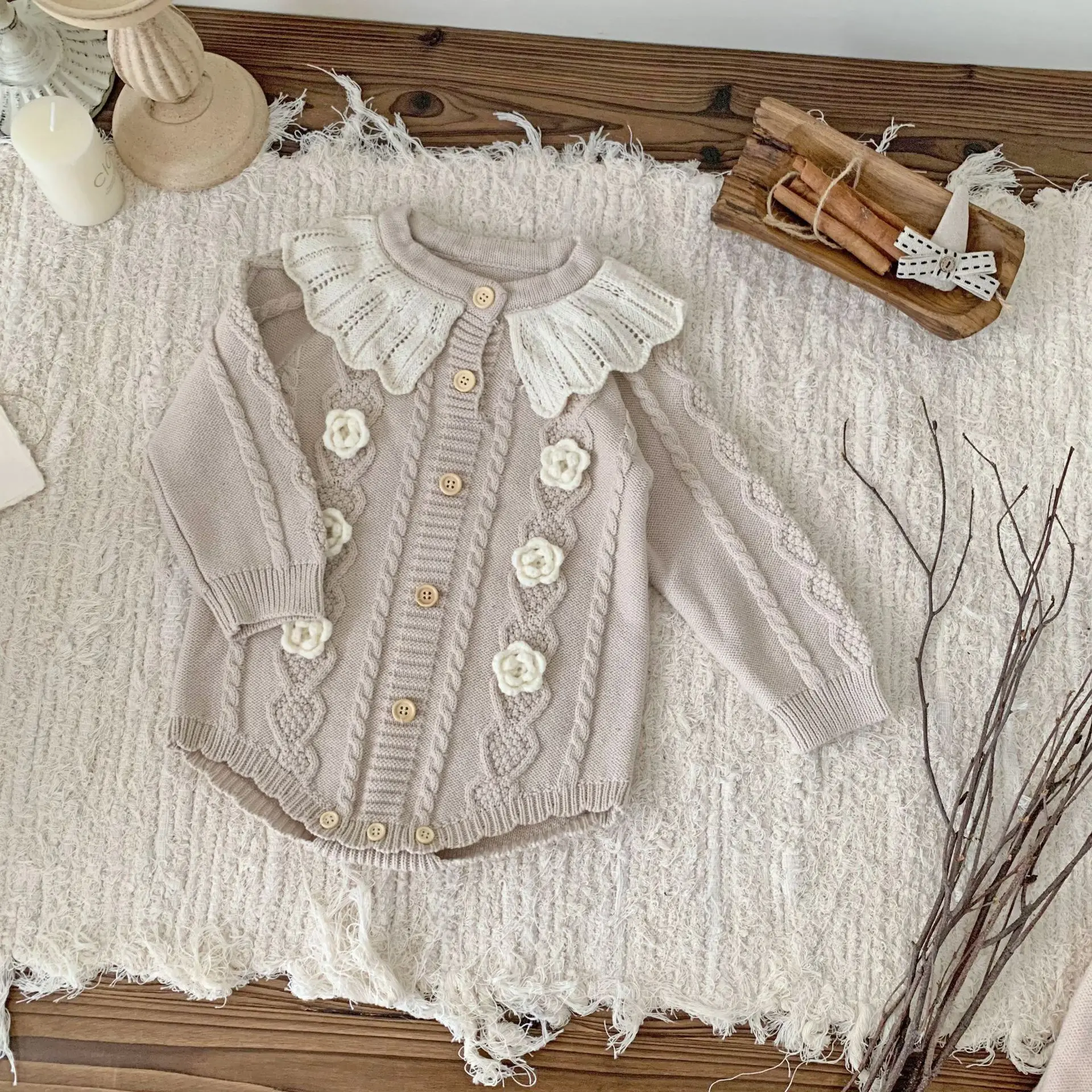 Baby Girls Knit Long Sleeve Bodysuit Sweater