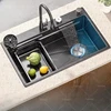 Undermount Single Bowl Stainless Steel Kitchen Sink with Waterfall Multifunctional Sinks Hotel Apartments Dishwashing Basin 1