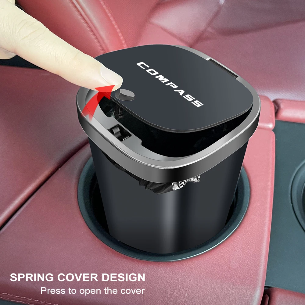 Car Garbage Bin Trash Can Holder Storage Box Organizer Interior Accessories For Jeep Compass Trailhawk Limited 4x4 MK49 MP SUV