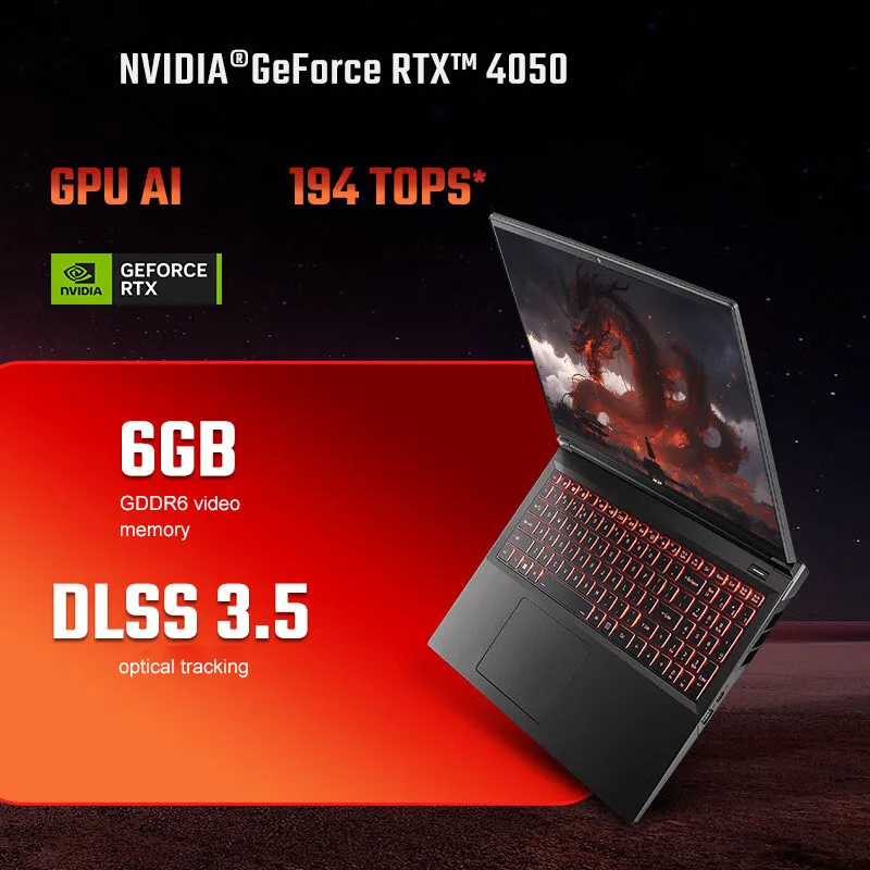 2024 Acer Nitro Dragon Gaming Laptop 16 Inch 2.5K 165Hz IPS Screen Netbook Ryzen R7-7435H 32GB 1TB RTX4060 Gaming Notebook PC 4