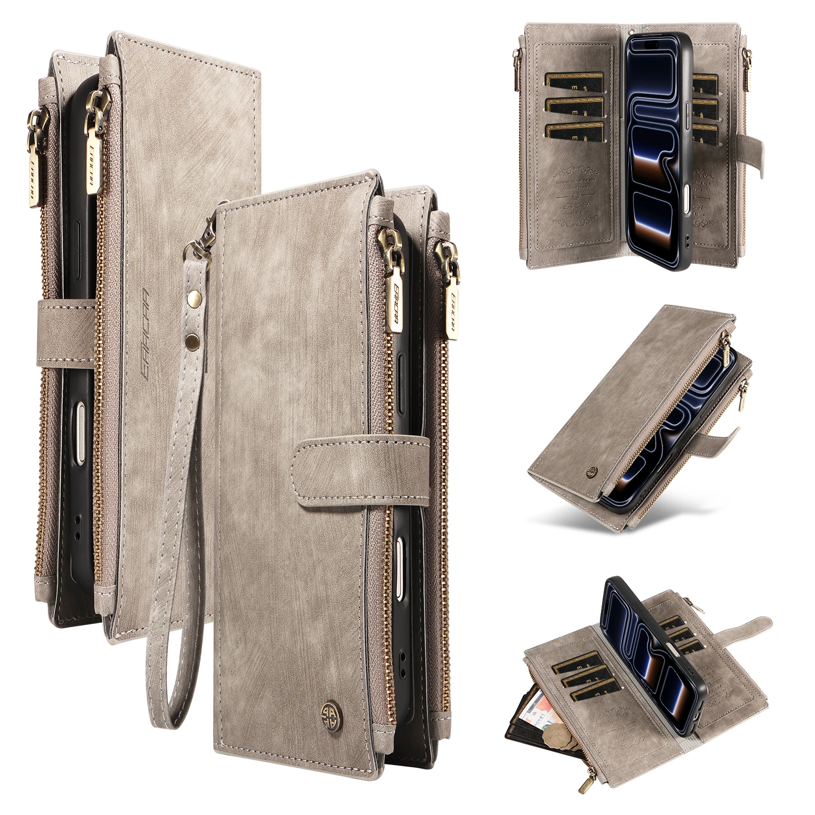 Stylish Faux Leather Wallet Phone Case with Lanyard - Shockproof and Elegant Design