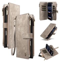 Stylish Faux Leather Wallet Phone Case with Lanyard - Shockproof and Elegant Design - Galaxy A42 5G (Gray)