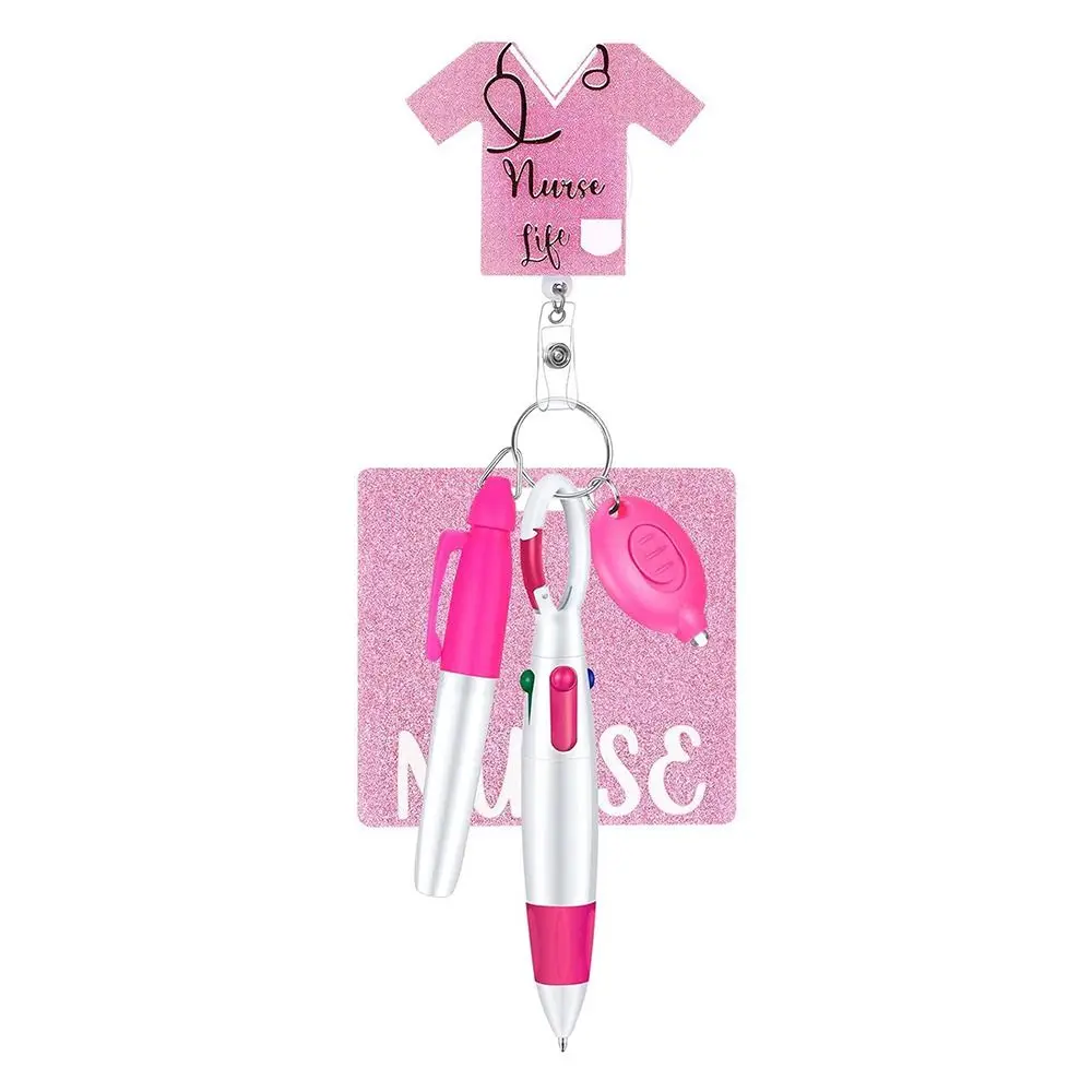 Nurse Pen Set With Badge Reel – Retractable Mini Pens, Highlighter, Marker & Order Of Draw Bead For Medical Work