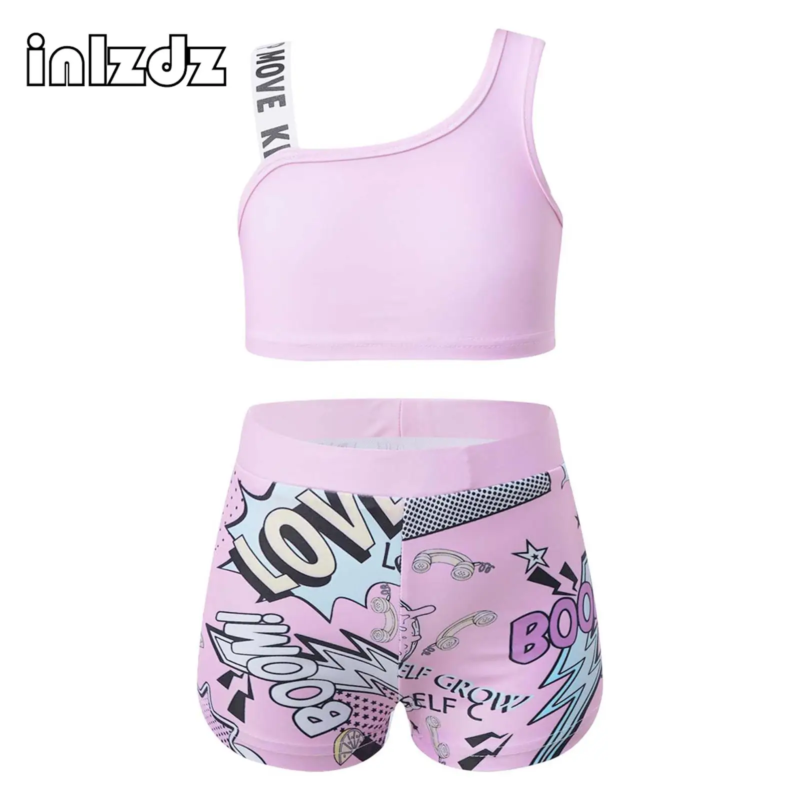 Kids Girls Ballet Dance Sets Gymnastics Workout Outfits Sport Tracksuits Dancewear Bra Top Shorts Hot Pants Stage Clothes