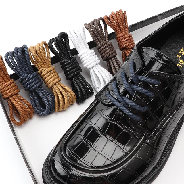 Leather Shoe Laces Boots, Round Shoelaces Waxed Shoes