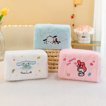 Sanrio Plush Pencil Case Makeup Bag Kawaii Cinnamoroll Kuromi Large Capacity Storage Bag Cute Kids School Supply Stationery Gift 2