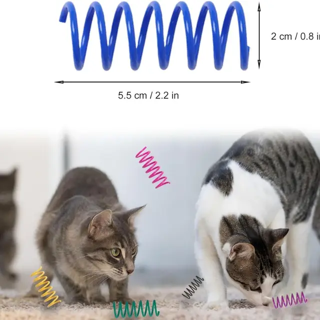 10Pcs Random Color Cat Spring Toys, Cat Spiral Springs for Indoor Cats, Colorful & Durable Plastic Spring Coils Attract to Swat, 5