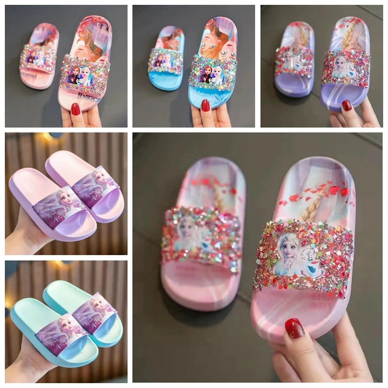 oplichter fantoom Bezwaar New Frozen Anna Elsa Olaf Slippers For Girls Summer Children Lovely Baby  Cartoon Princess Cute Crystal Flat Kid Beach Home Shoes| | - AliExpress