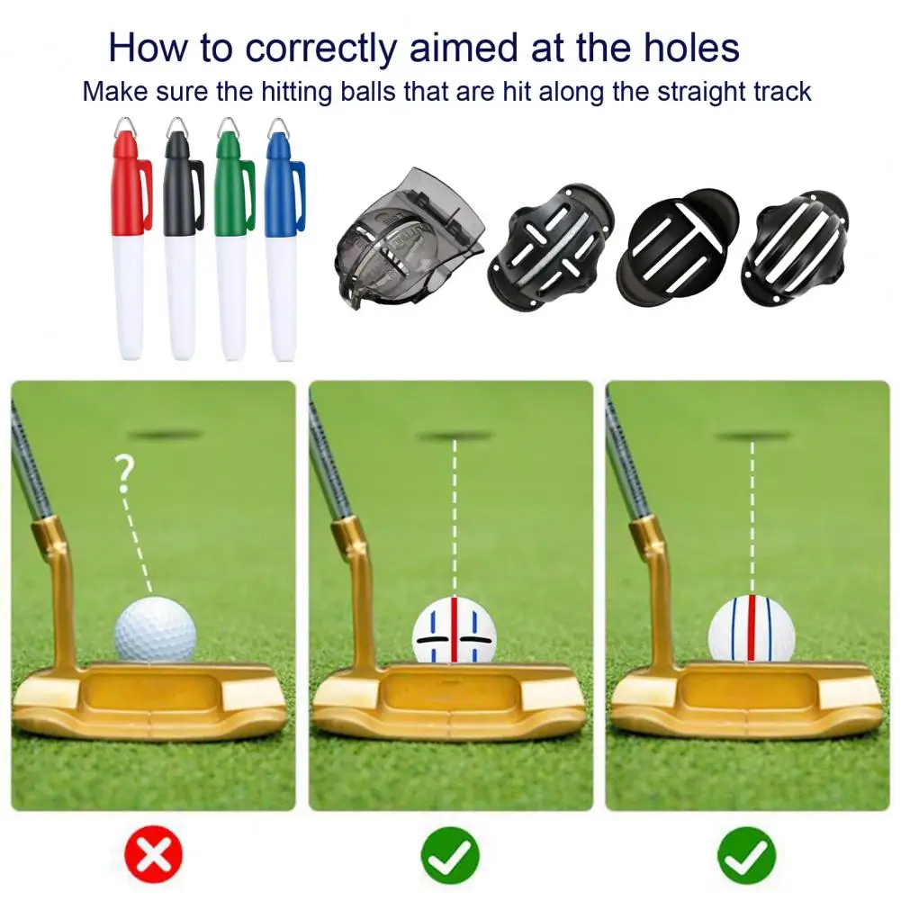 1 Set Golf Ball Marker With Line Marker Pens High Precision Golf Ball Stencil Alignment Tool Kit Accessories